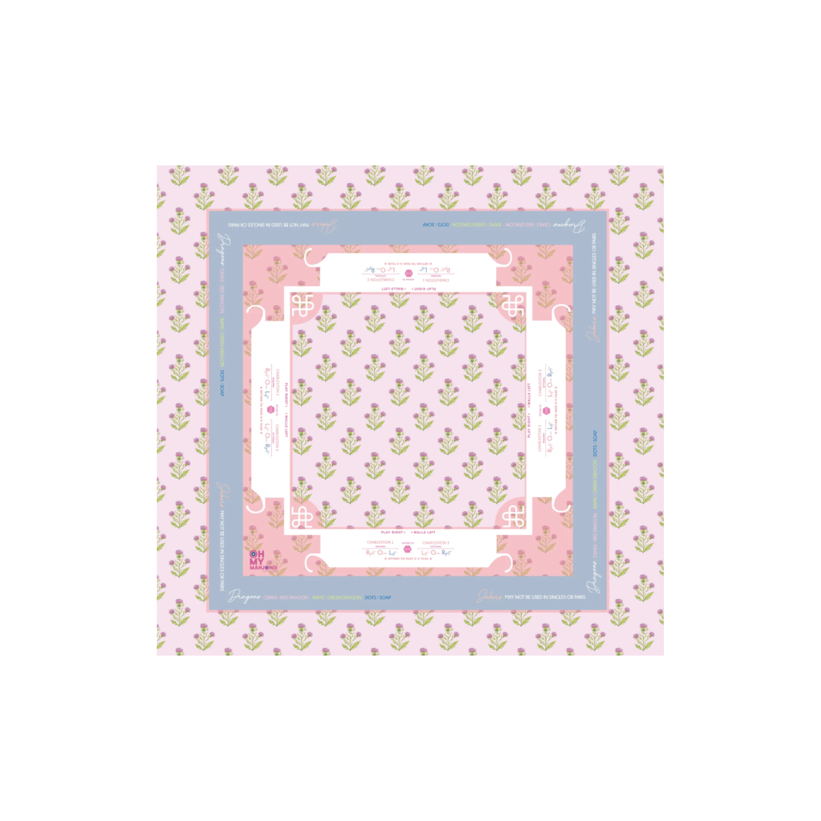 Purple Thistle Instructional Mahjong Tablecloth